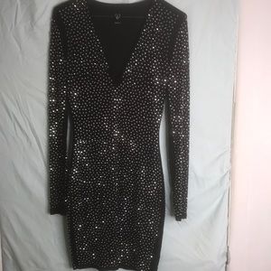Black bedazzled mini dress
